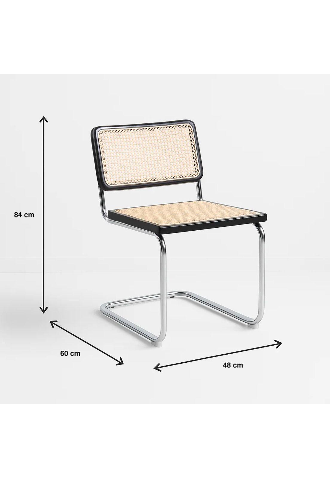 Silla Breuer Madera y Rattan - Negra-3