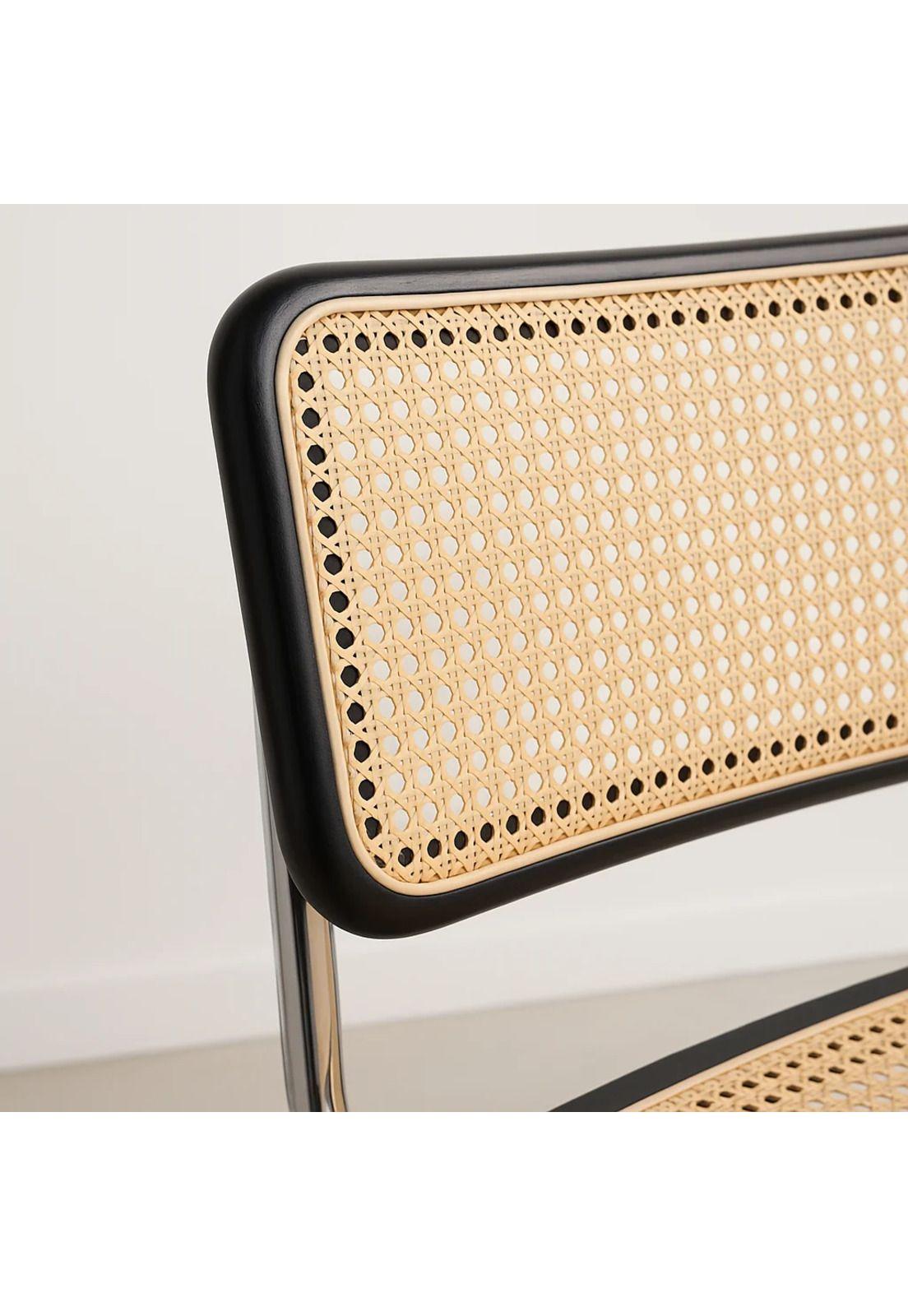 Silla Breuer Madera y Rattan - Negra-5