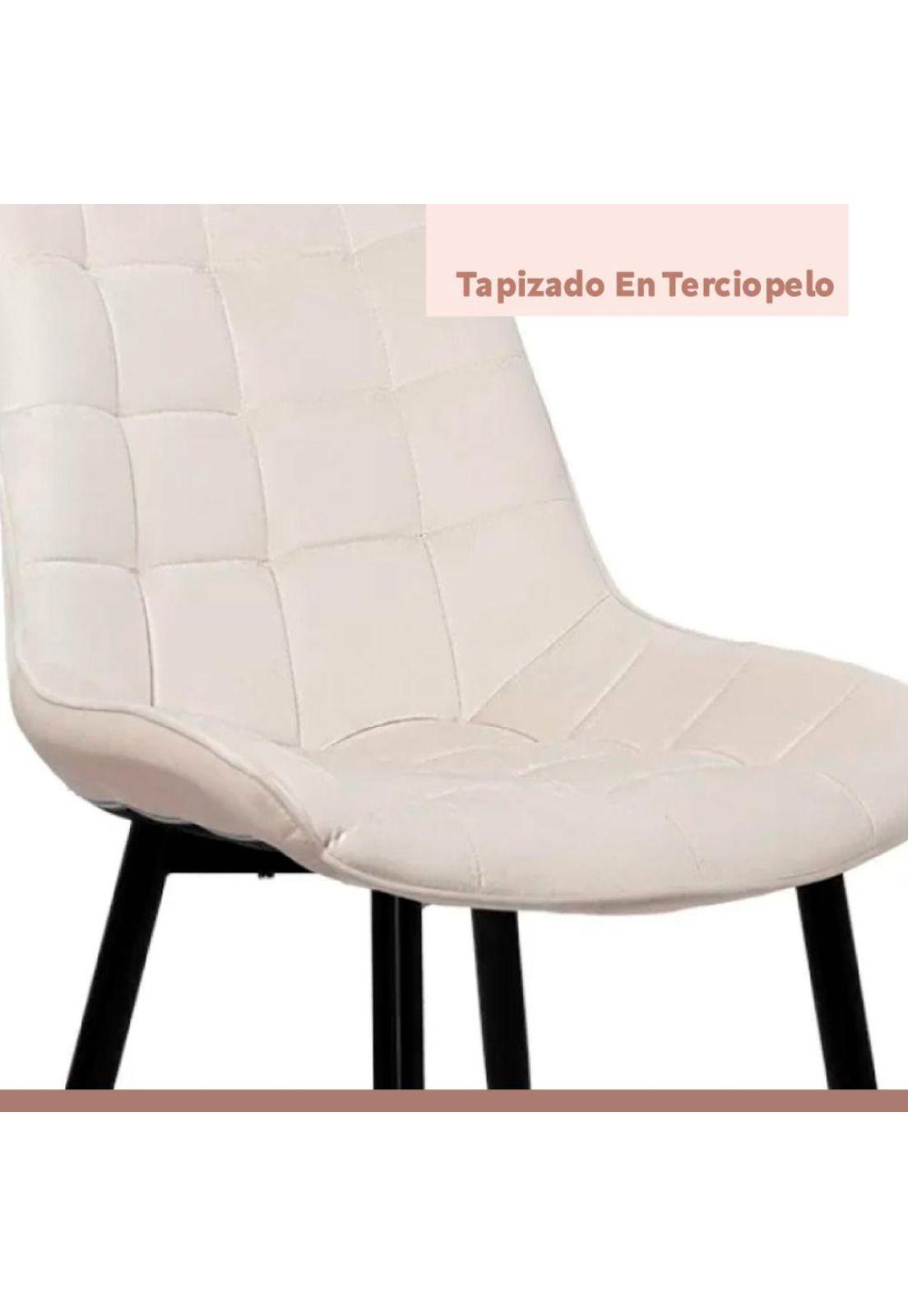 Pack de 4 Sillas de Comedor Macron Acolchada Terciopelo - Beige-4