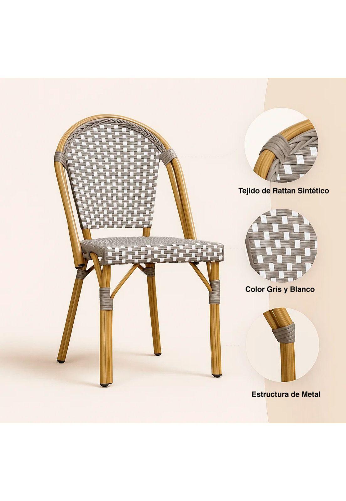 Silla Bistro de Exterior Resistente al Agua y al Sol-4