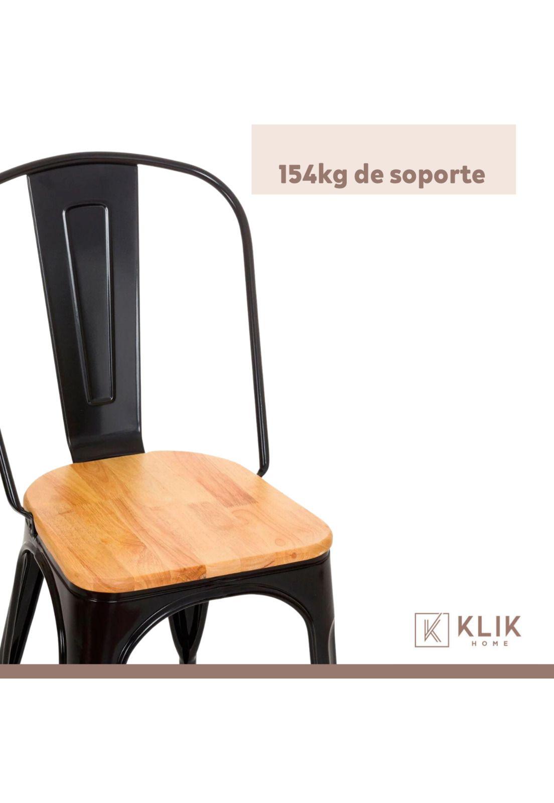 Silla Tolix de Comedor o Terraza Exterior con asiento de madera Clara - Negra-5