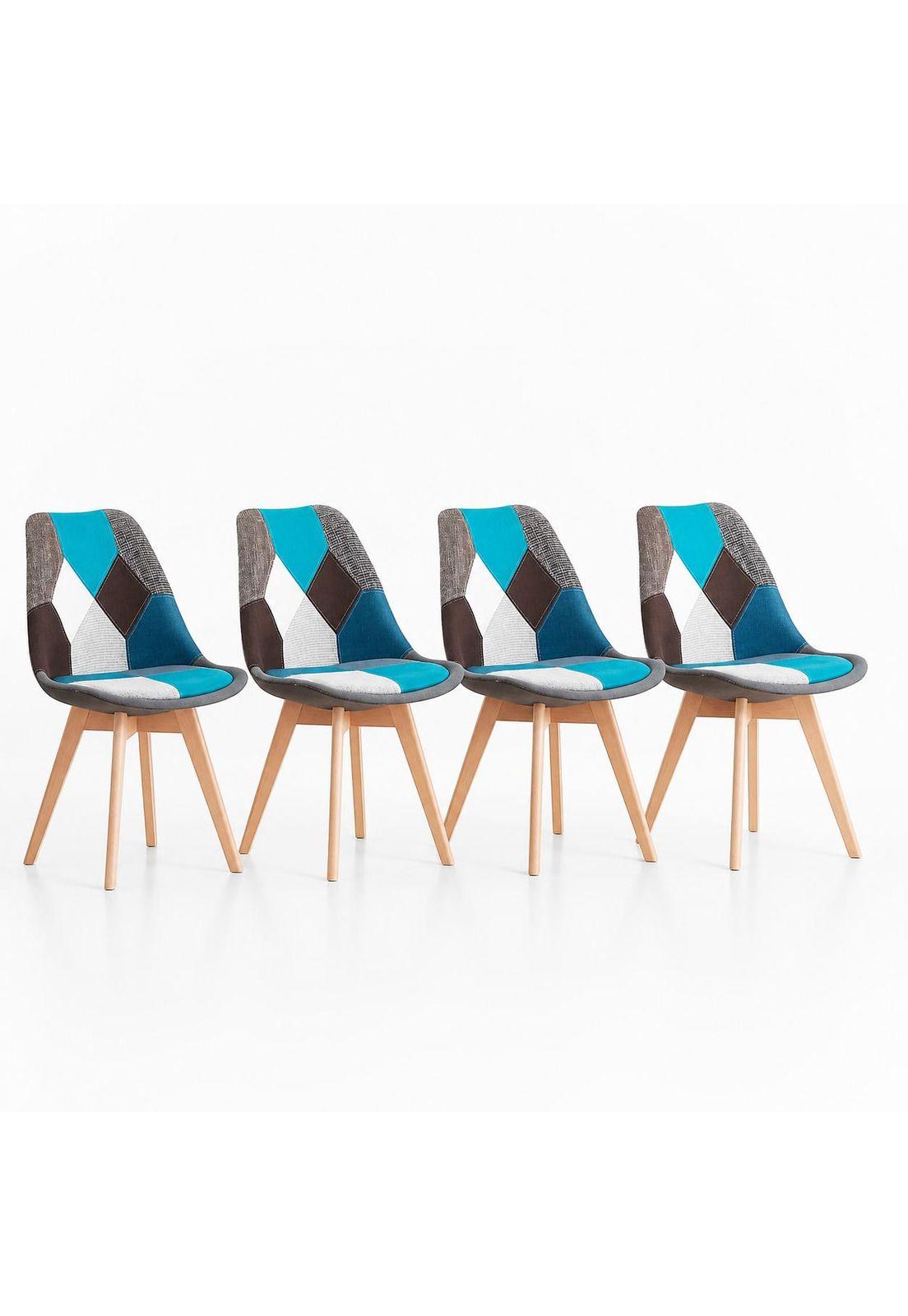 Pack de 4 Sillas patchwork wood celeste-0