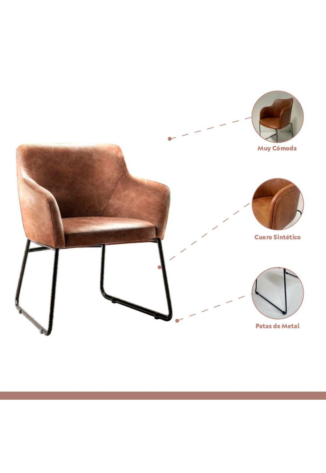 Pack de 2 Butacas Albania de Cuero Sintético con Metal Industrial-2
