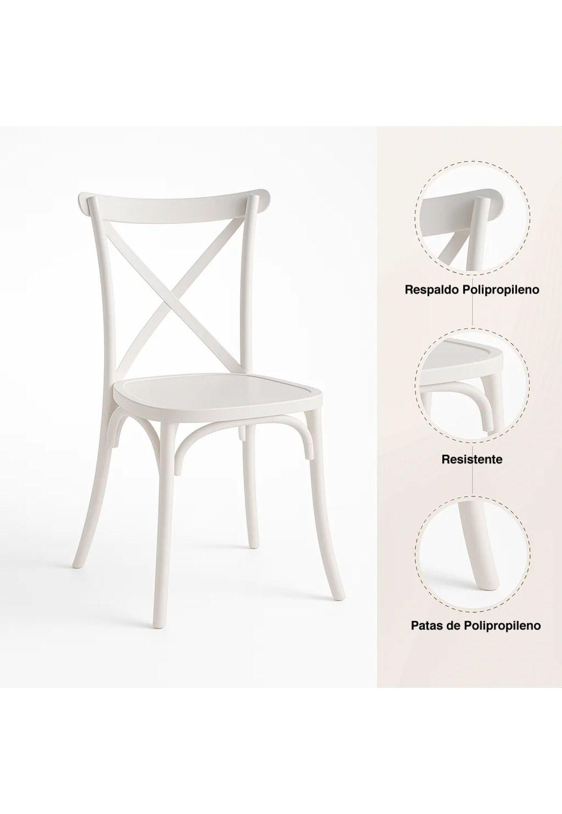 Silla Crossback Danubio de Terraza Exterior o Comedor  - Blanca-4