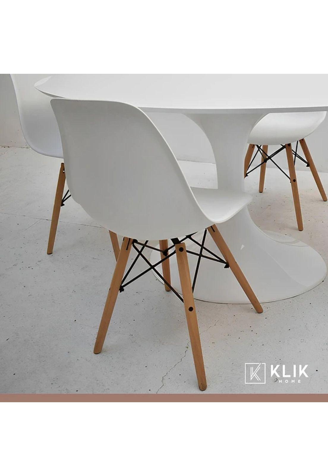 Comedor Mesa Eames Vidrio 80cm + 4 Sillas Eames Blancas-7