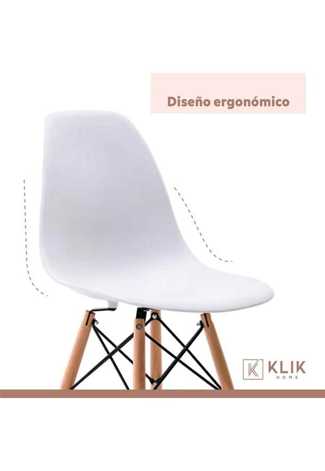 Comedor Mesa de Vidrio Nórdica 140x90 cm + 6 Sillas Eames Blancas-6