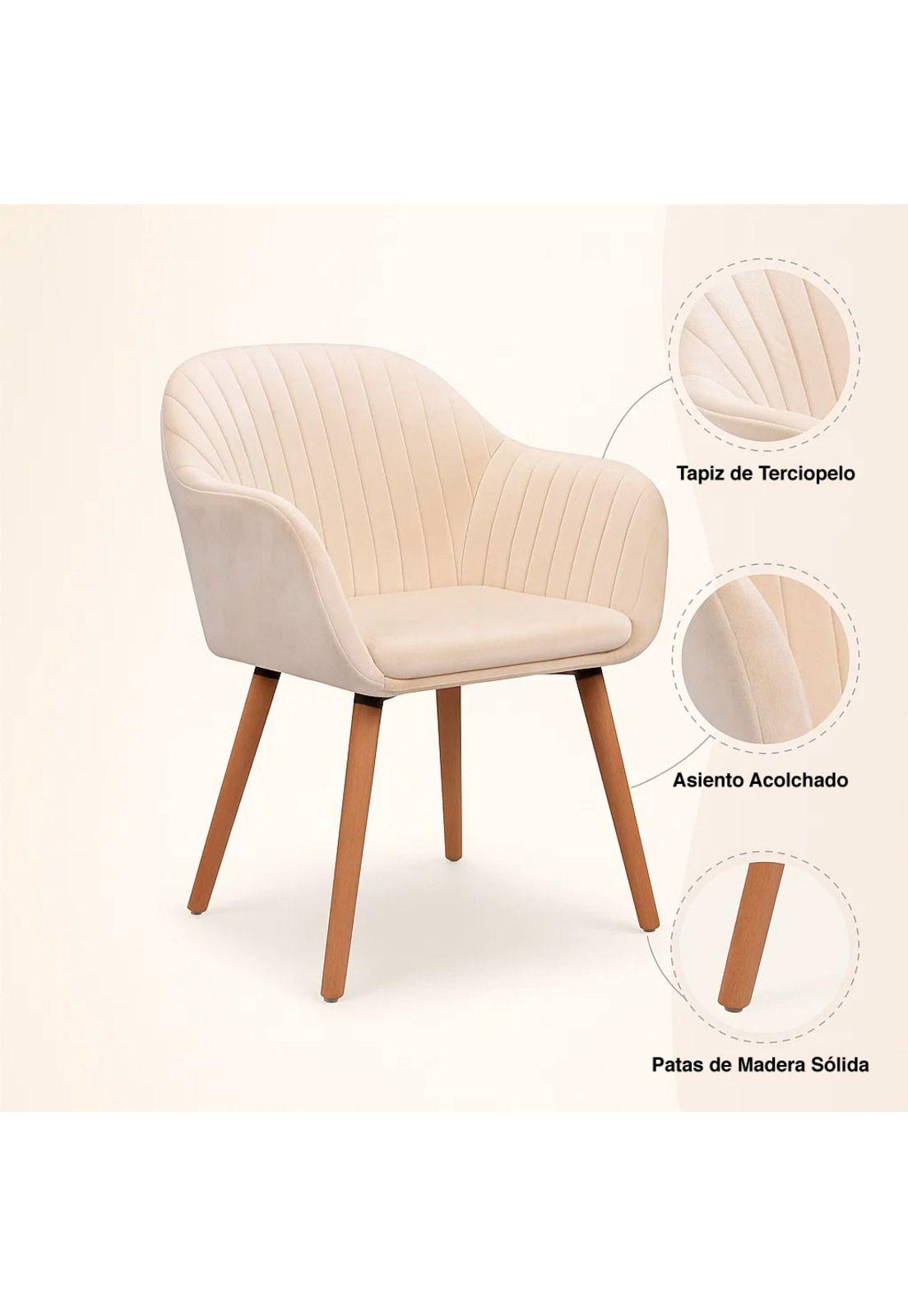 Butaca Sitial Poltrona Diamante Terciopelo Acolchado - Beige-4