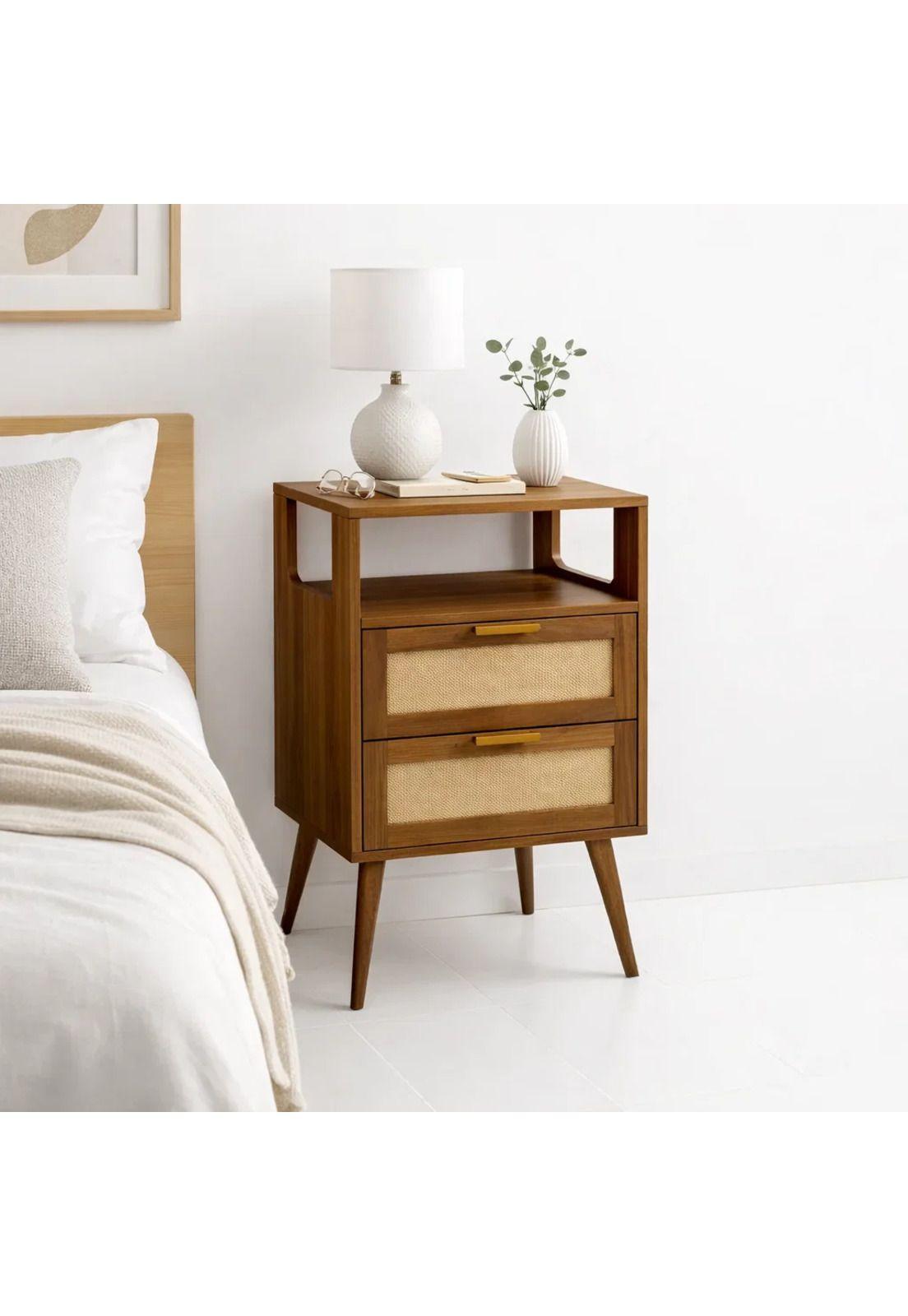 Velador Velia Rattan con Cajones y Diseño Natural-1