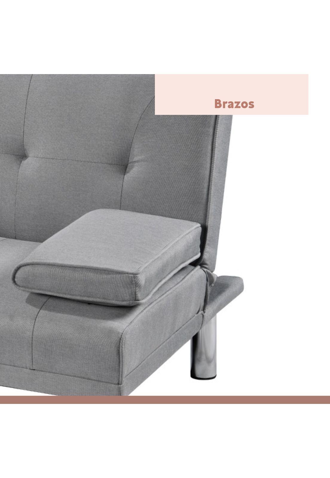 Sofá Cama Apoyabrazos - Lino Gris-5