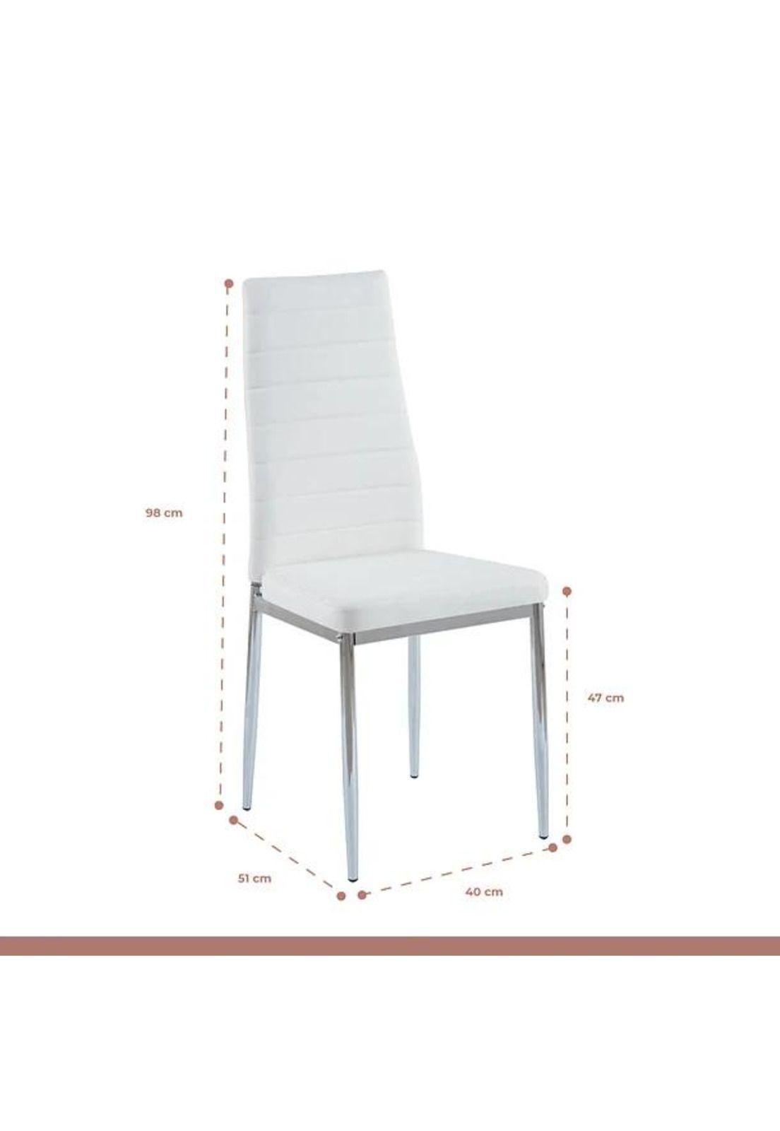 Comedor Mesa de Vidrio Rectangular 140x90cm + 6 Sillas Dining Liana Acolchadas - Blancas-5