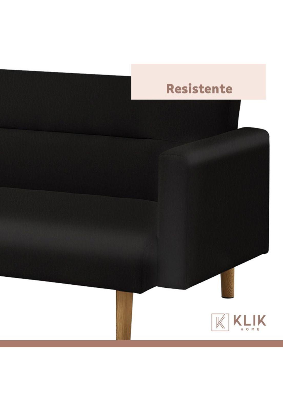 Futón Sofá Cama 3 cuerpos Sara - Ecocuero Negro-6