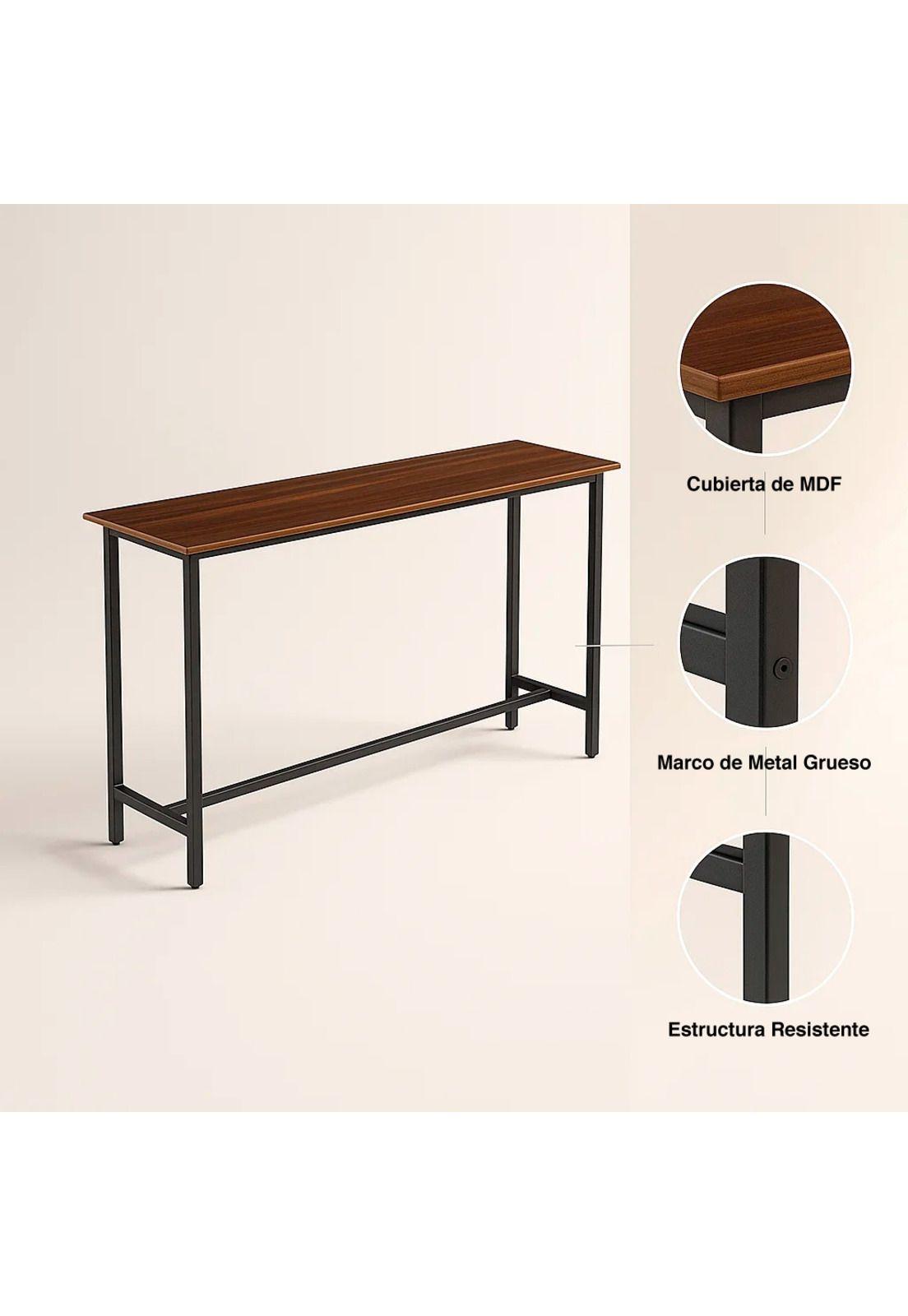 Mesa de Arrimo o Bar Alta Rustik - Madera Oscura Walnut-4