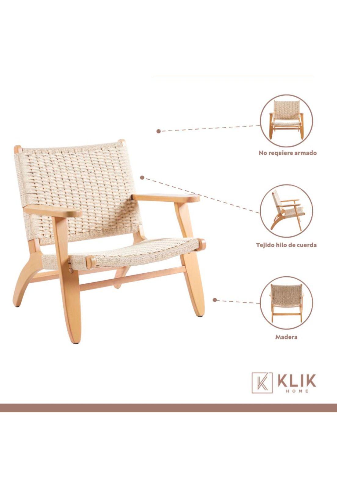 Butaca Sitial Danesa Wegner - Madera Hilo de Cuerda-2