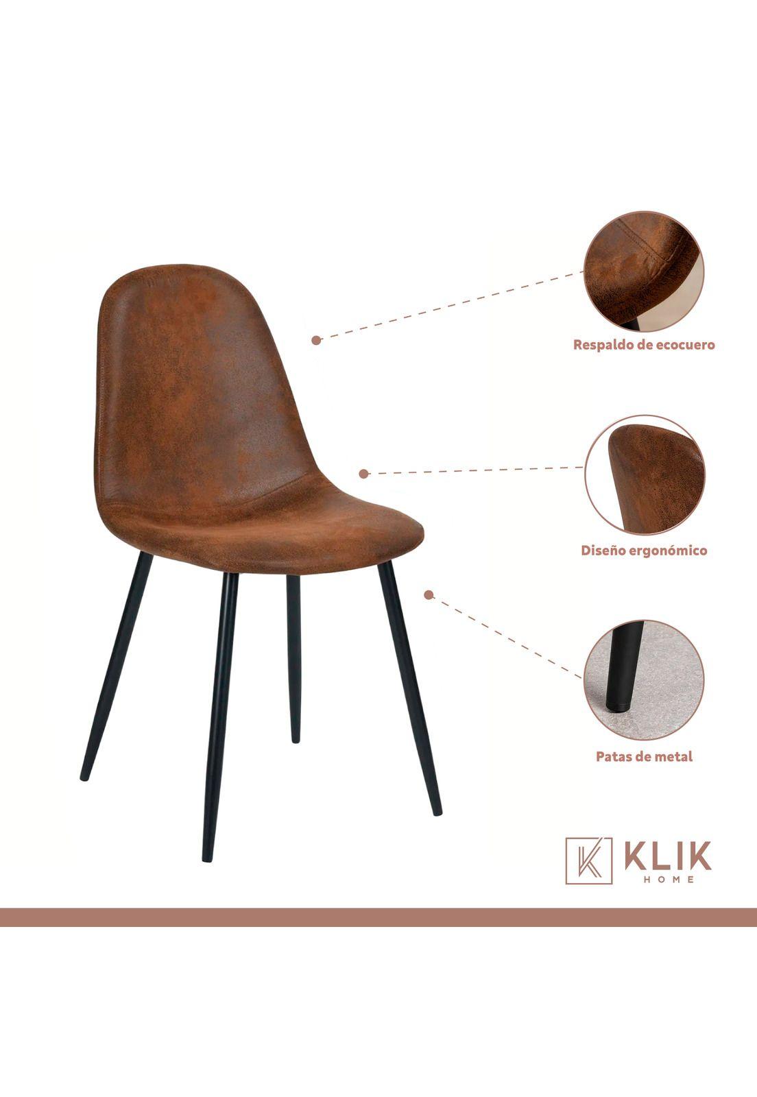 Silla Spoon Ecocuero vintage café oscuro-2