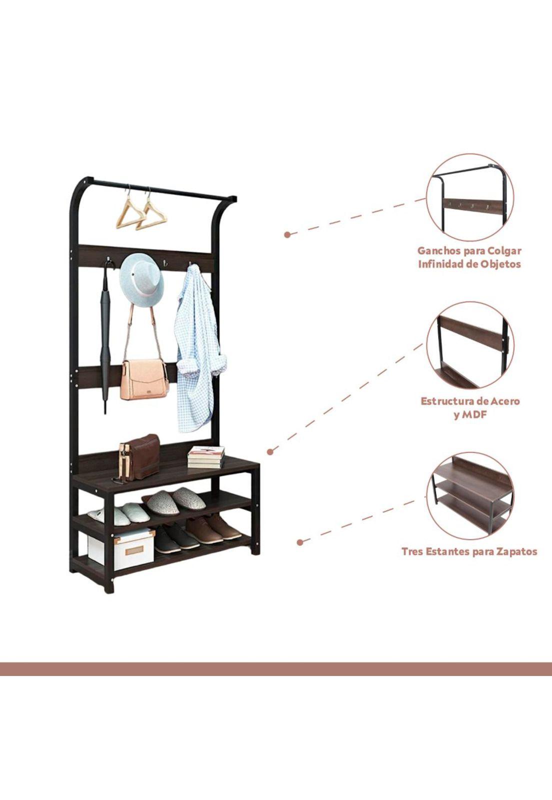 Mueble Organizador Perchero Colgador y Zapatero-2