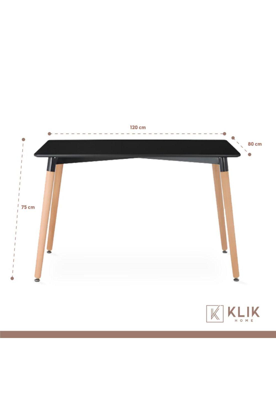 Comedor Mesa 120x80 Rectangular Negra + 6 Sillas de Comedor-5