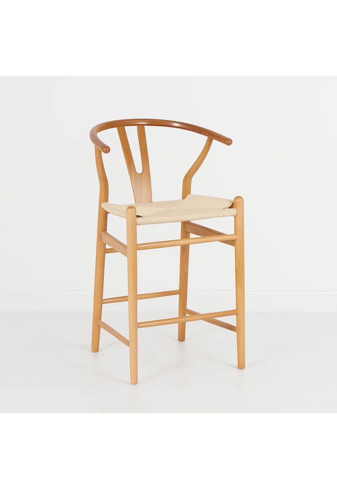Taburete Wishbone Madera y Hilo de Cuerda - Natural-0