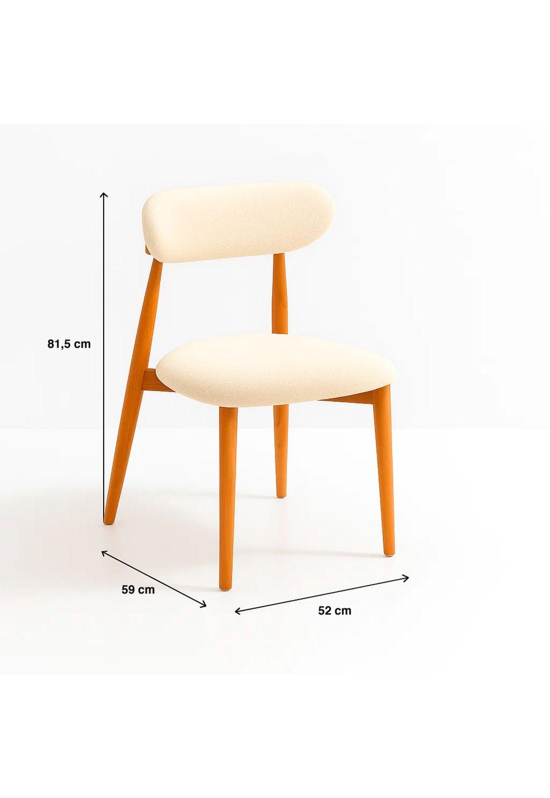 Silla Bear de Tela con Patas Metálicas Madera - Crema-3