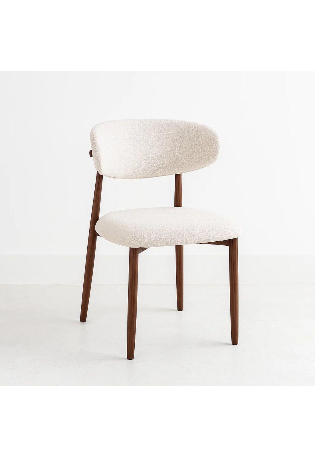 Silla Bear de Tela con Patas Metálicas Madera - Crema-0