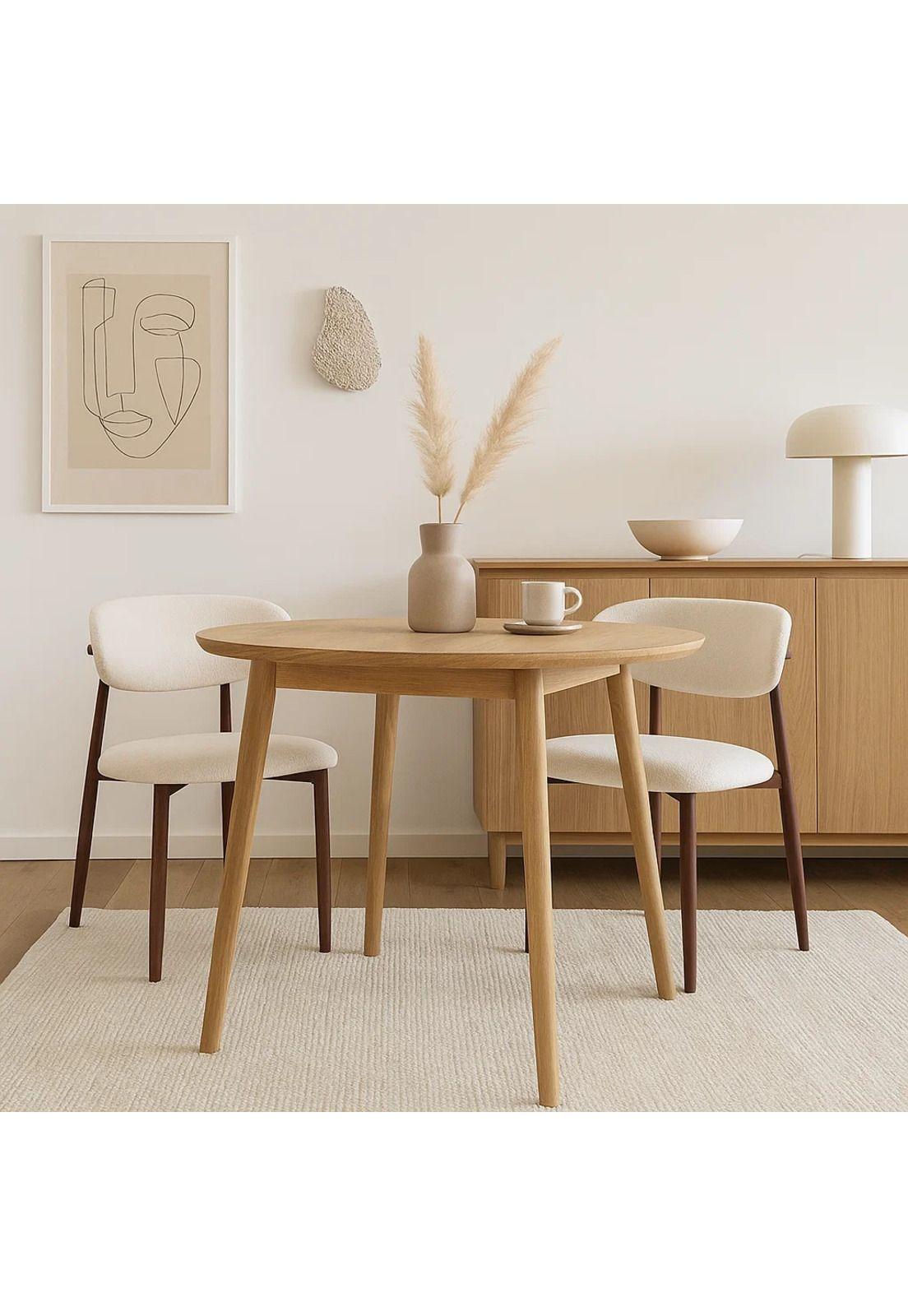 Silla Bear de Tela con Patas Metálicas Madera - Crema-2