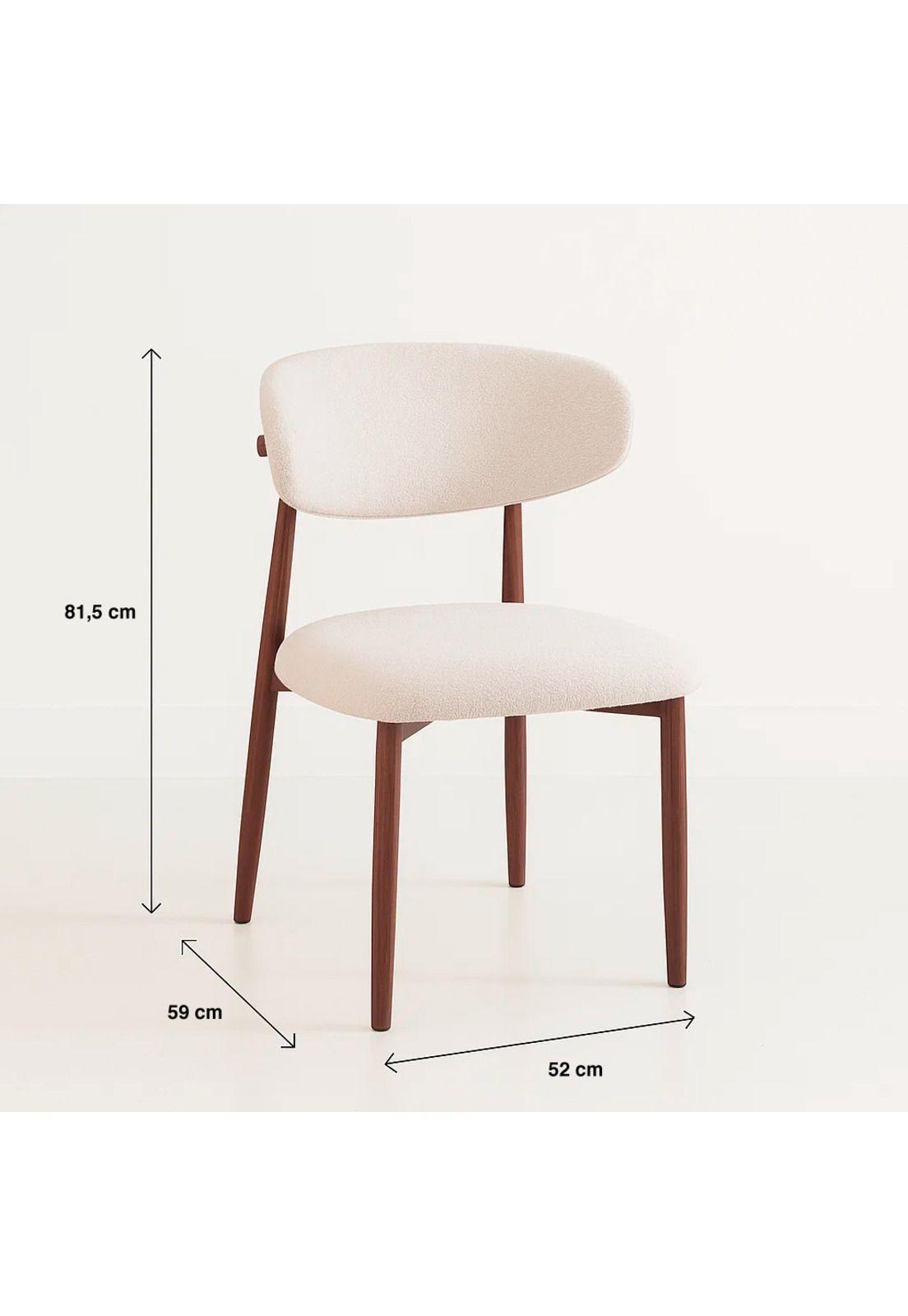 Silla Bear de Tela con Patas Metálicas Madera - Crema-3
