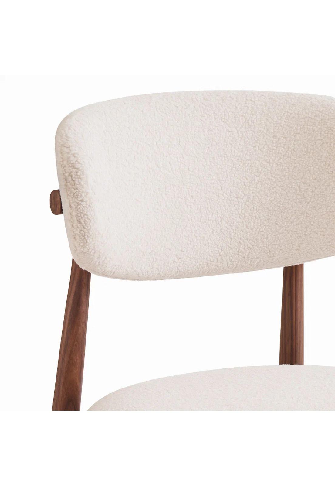 Silla Bear de Tela con Patas Metálicas Madera - Crema-5