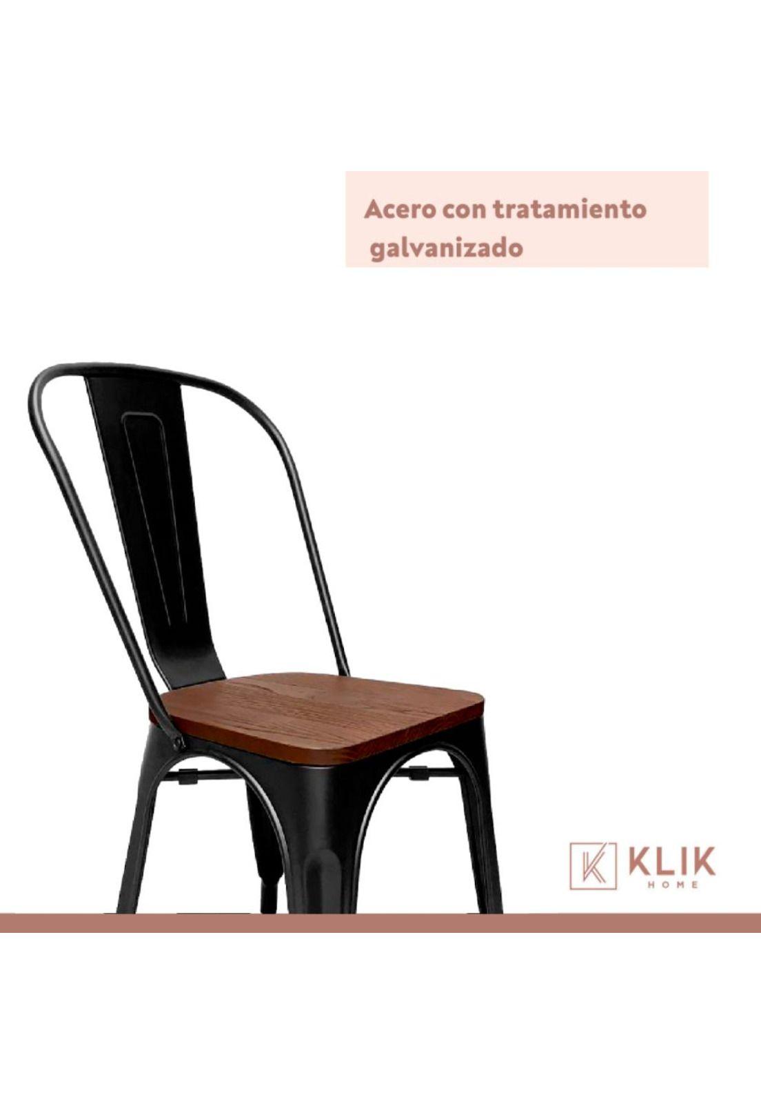 Pack de 4 sillas Tolix con asiento de Madera Oscura Walnut - Negras-4