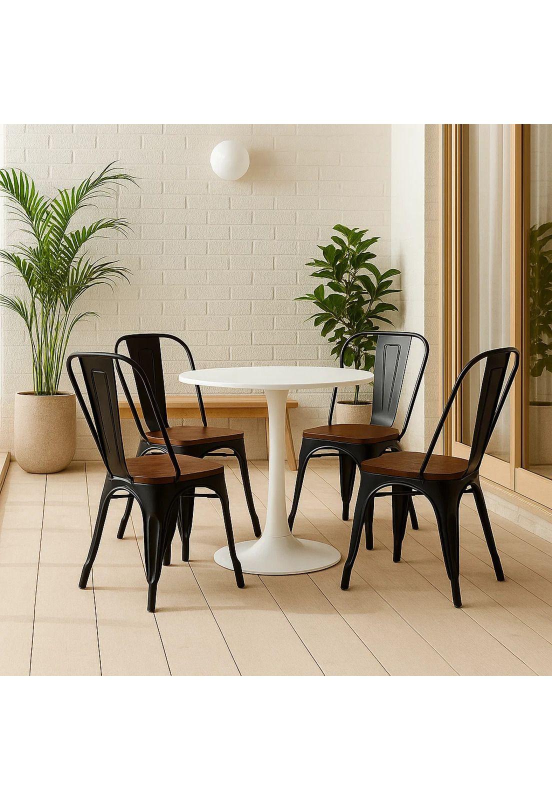 Pack de 4 sillas Tolix con asiento de Madera Oscura Walnut - Negras-2