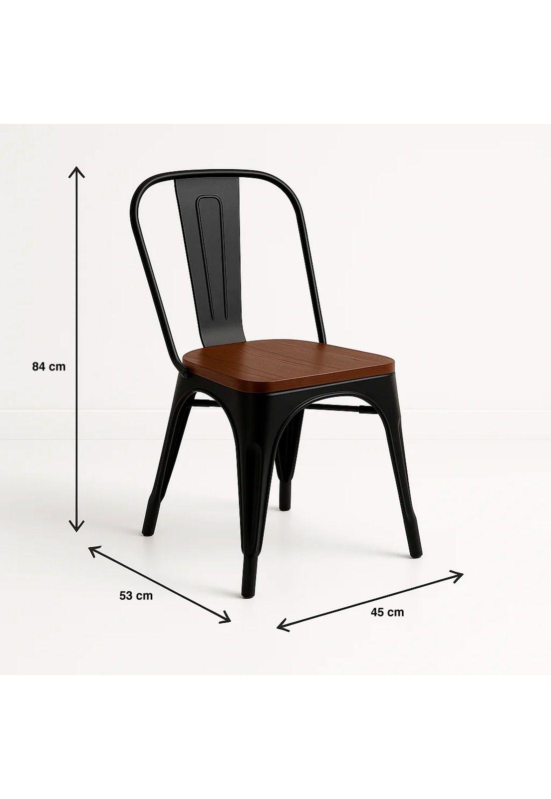 Pack de 4 sillas Tolix con asiento de Madera Oscura Walnut - Negras-3