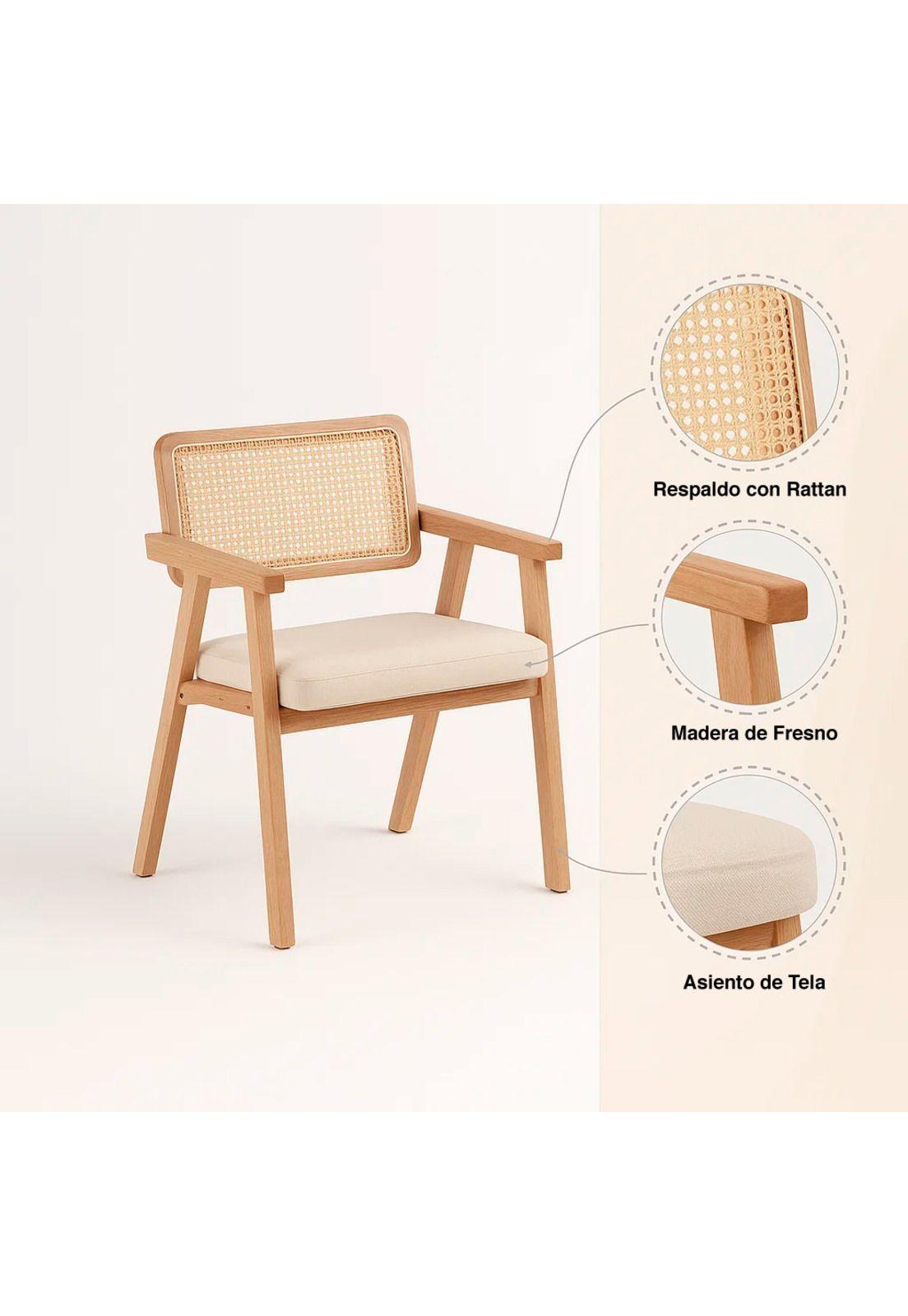 Sitial Acolchado Chandigarh Butaca Rattan - Madera-4
