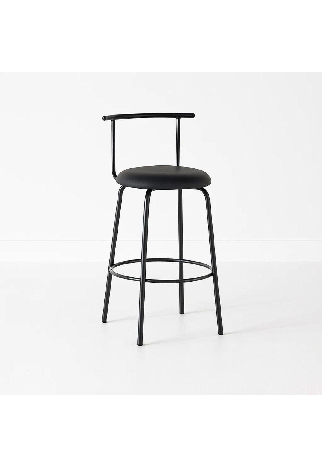 Taburete Alto Oslo Metal y Cuero Sintético - Negro-0