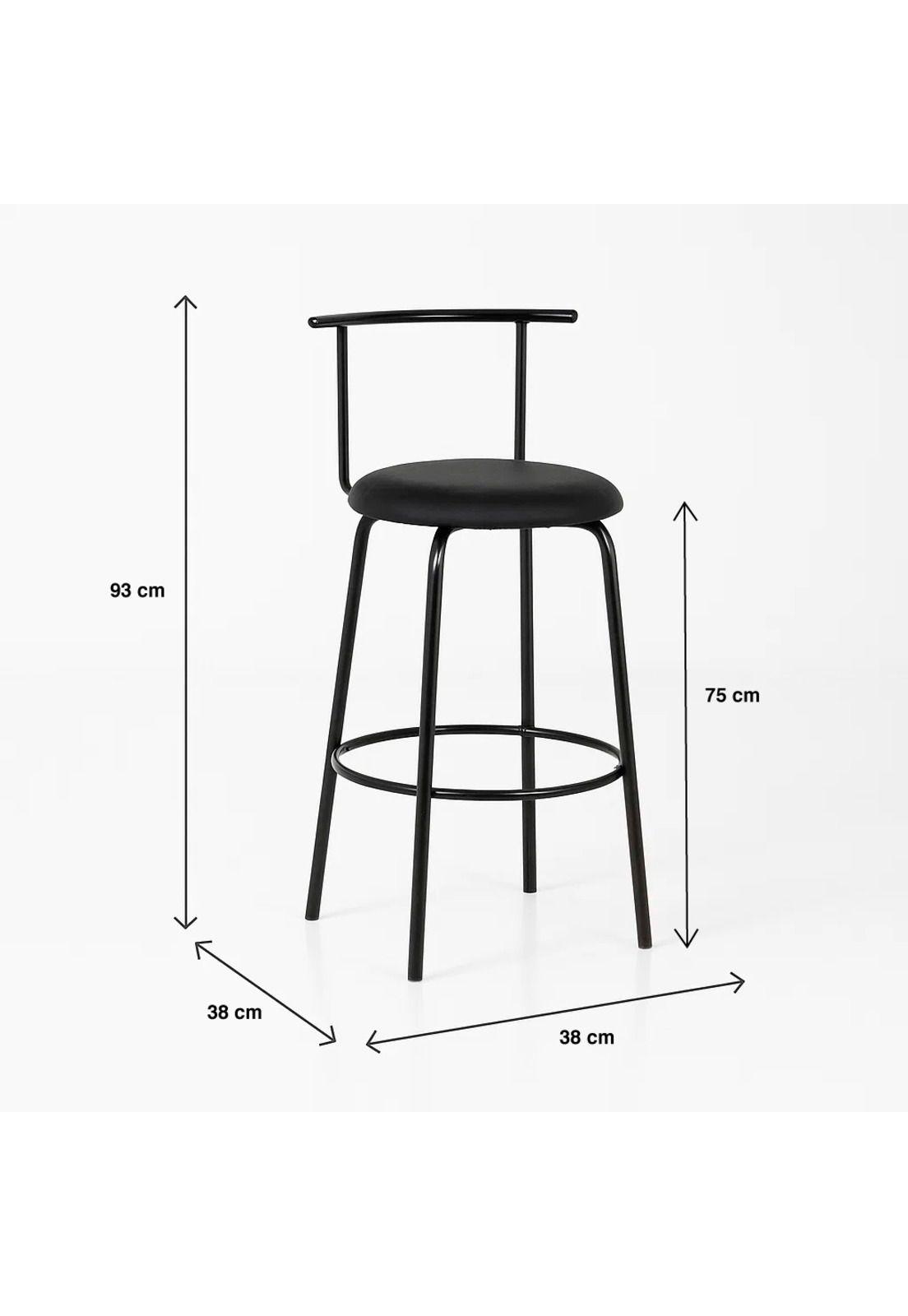 Taburete Alto Oslo Metal y Cuero Sintético - Negro-3