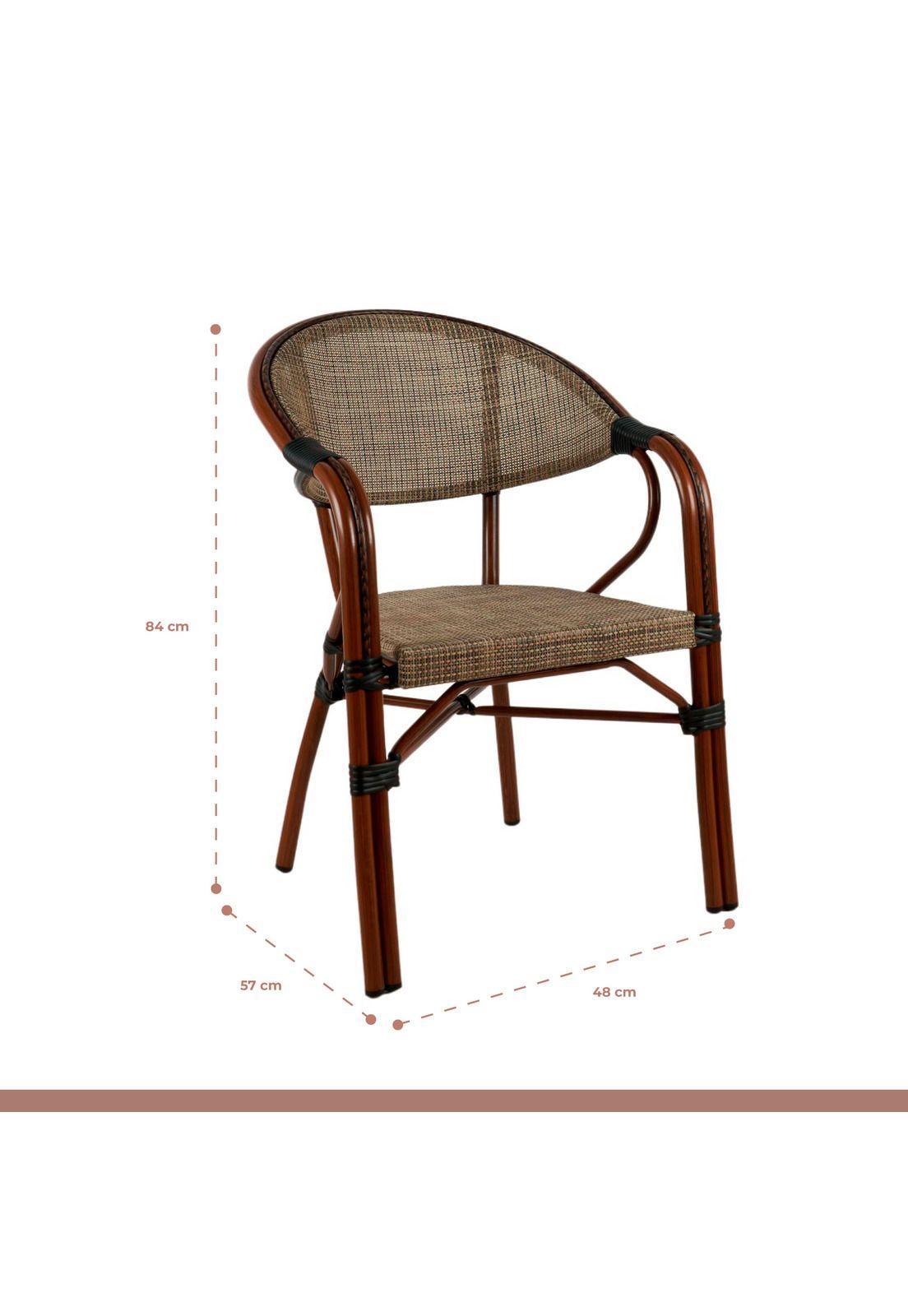 Pack de 4 Sillas Bistro Parisina Textileno con reposabrazos - Beige-3