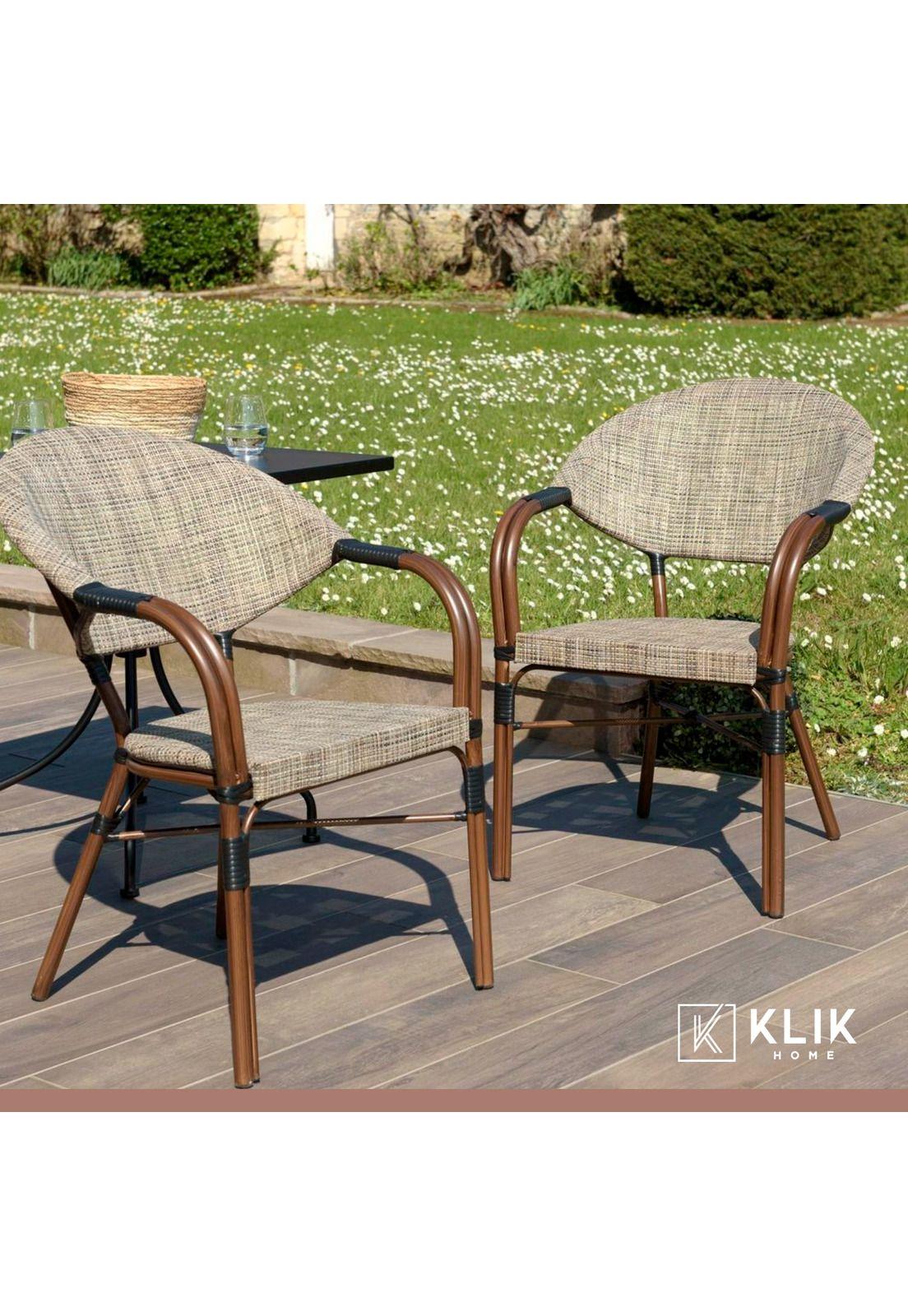 Pack de 4 Sillas Bistro Parisina Textileno con reposabrazos - Beige-7