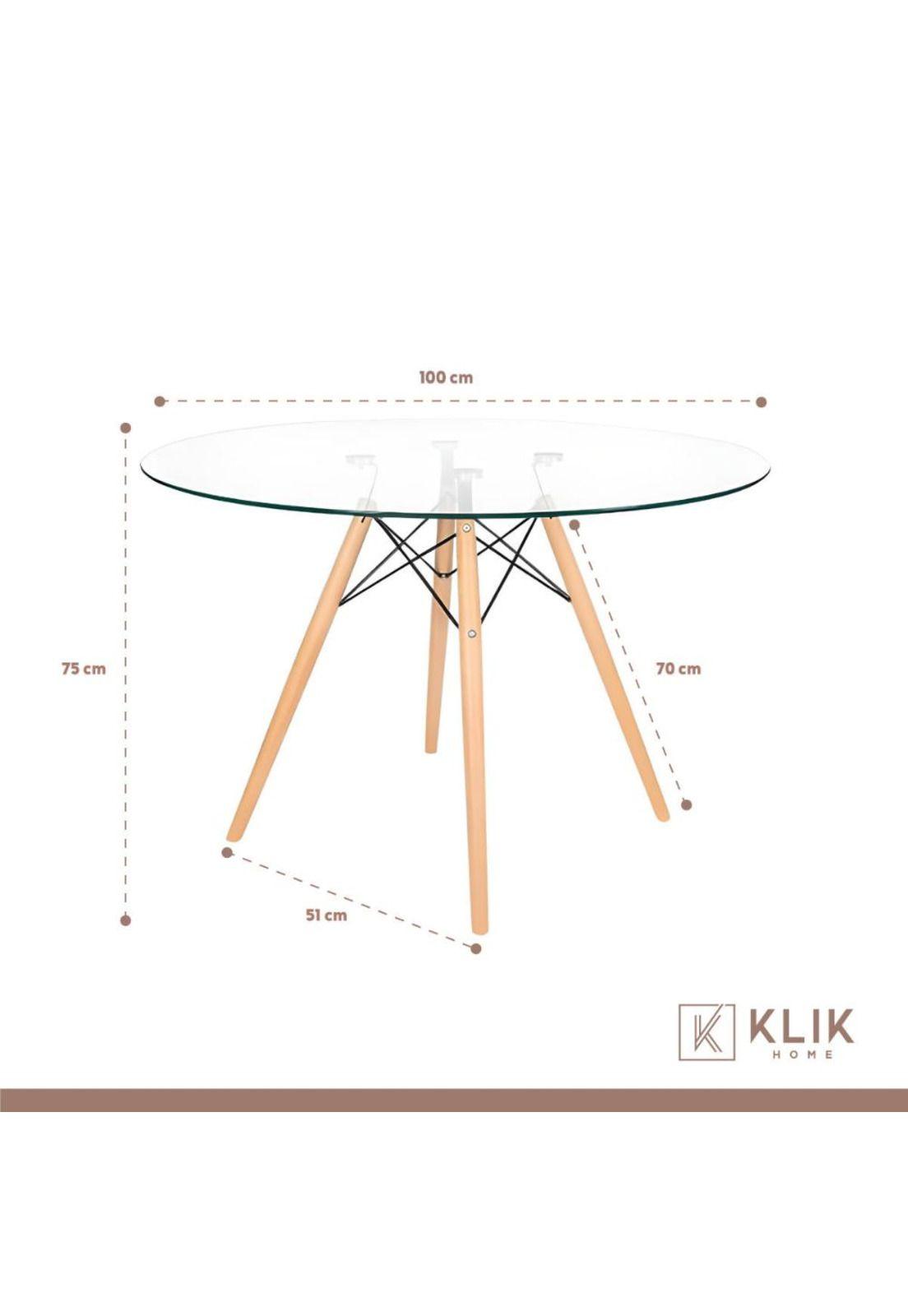 Comedor de Vidrio Redonda 100 cm + 4 Sillas Buckle Ecocuero-4