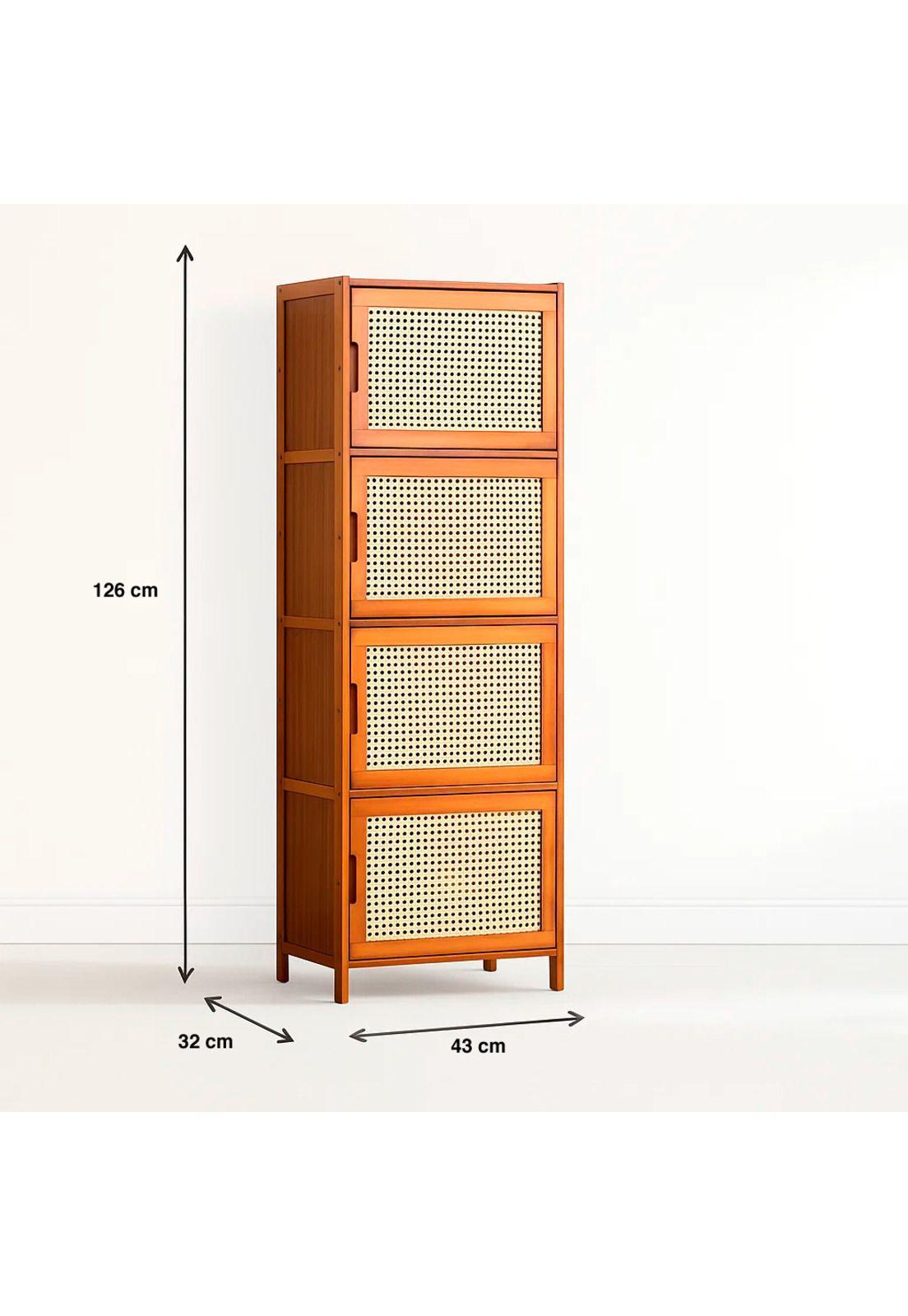 Vitrina EcoLuxe de Bambú y Ratán Sintético 4 Niveles-3