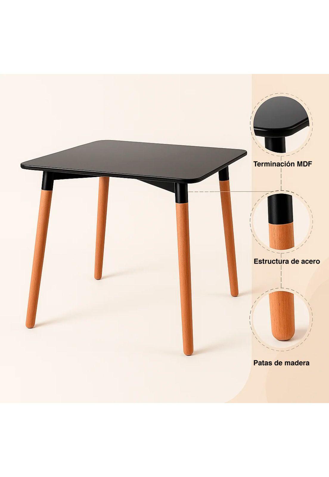 Mesa Cuadrada de Comedor Eames 80x80cm - Negra-4