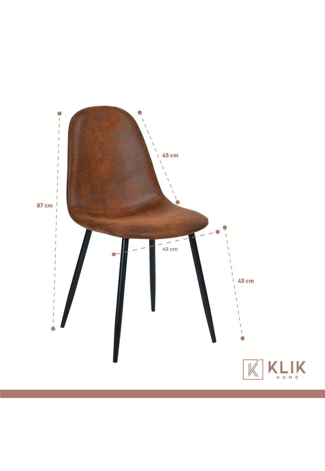 Pack de 4 Sillas Spoon Ecocuero vintage café oscuro-3