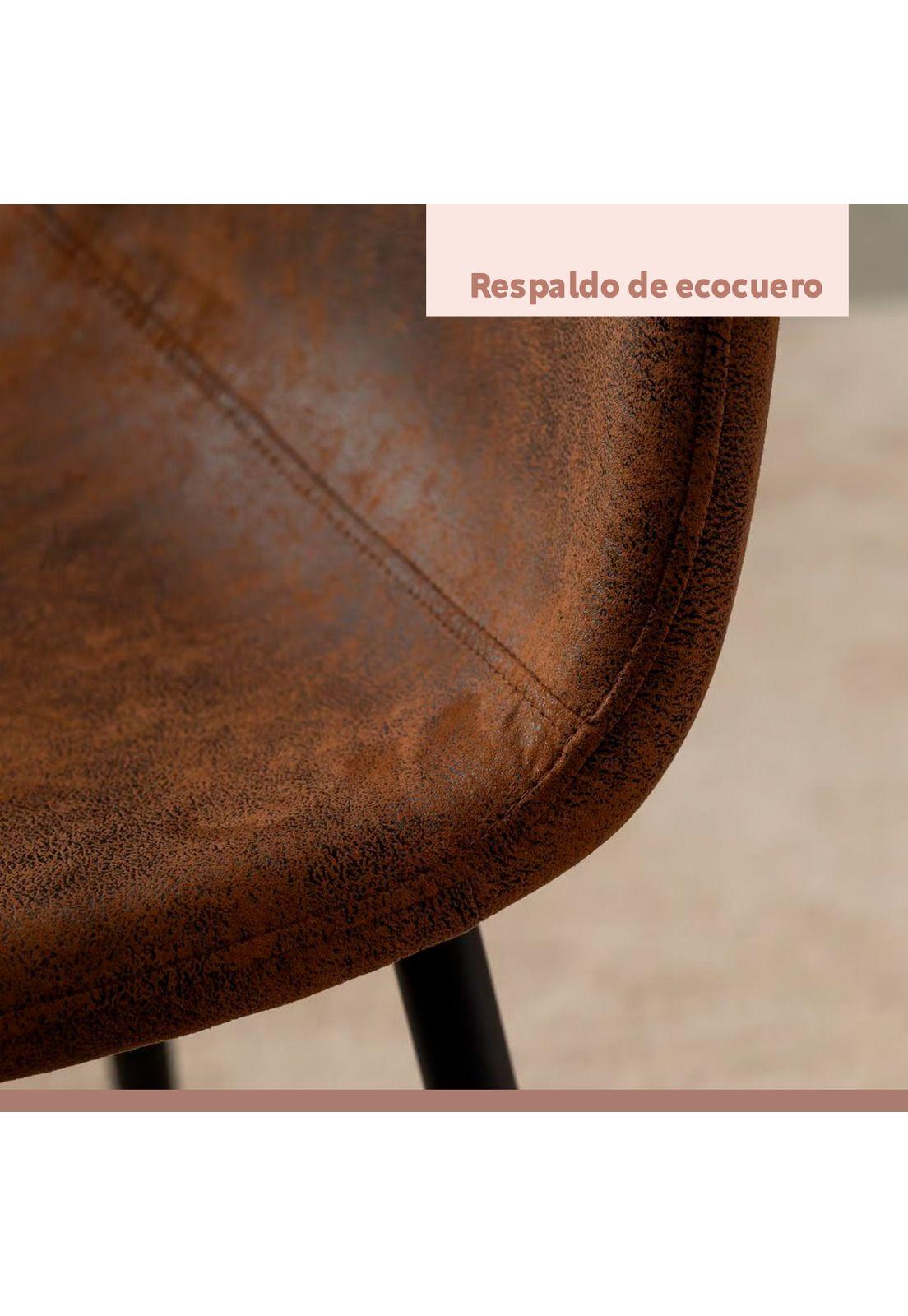 Pack de 4 Sillas Spoon Ecocuero vintage café oscuro-4