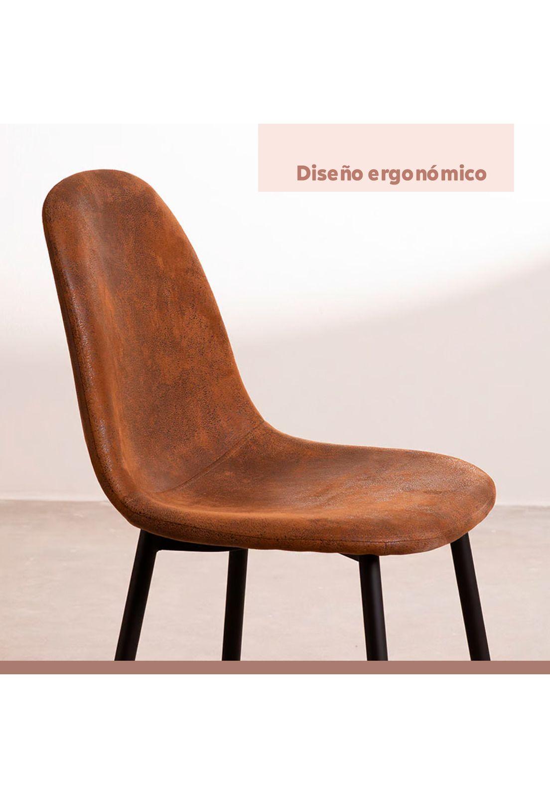 Pack de 4 Sillas Spoon Ecocuero vintage café oscuro-5