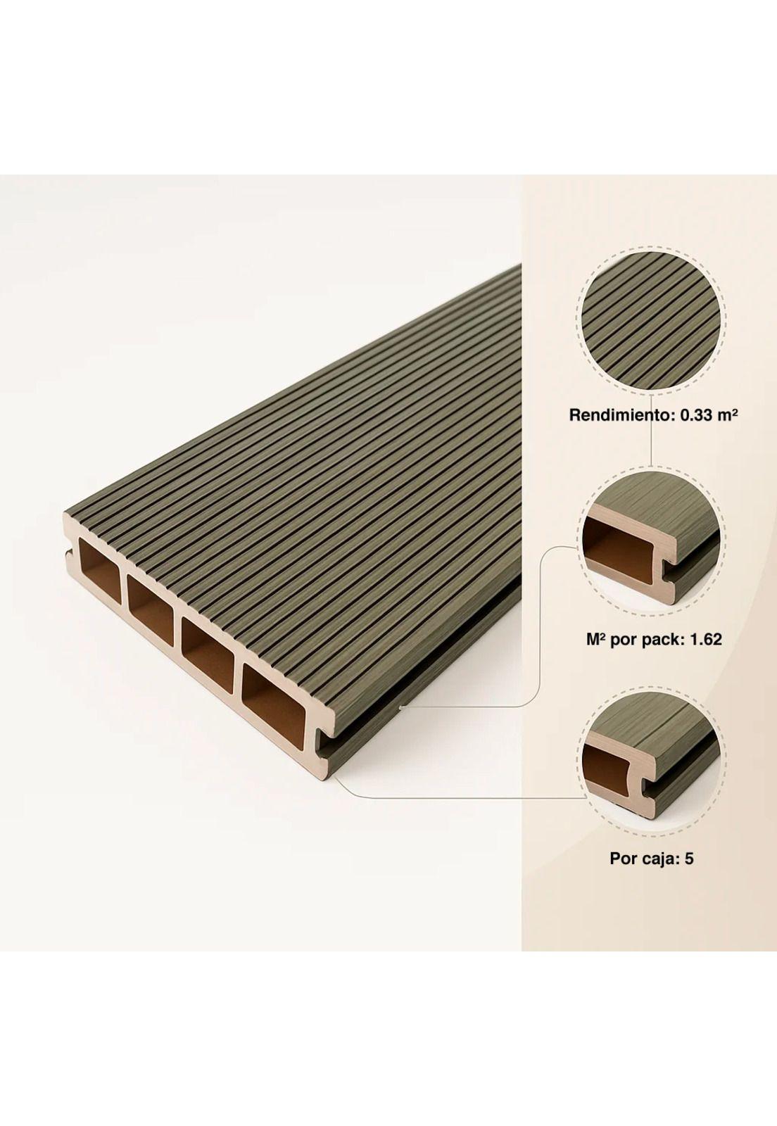Pack de 5 deck exterior WPC madera clara-4