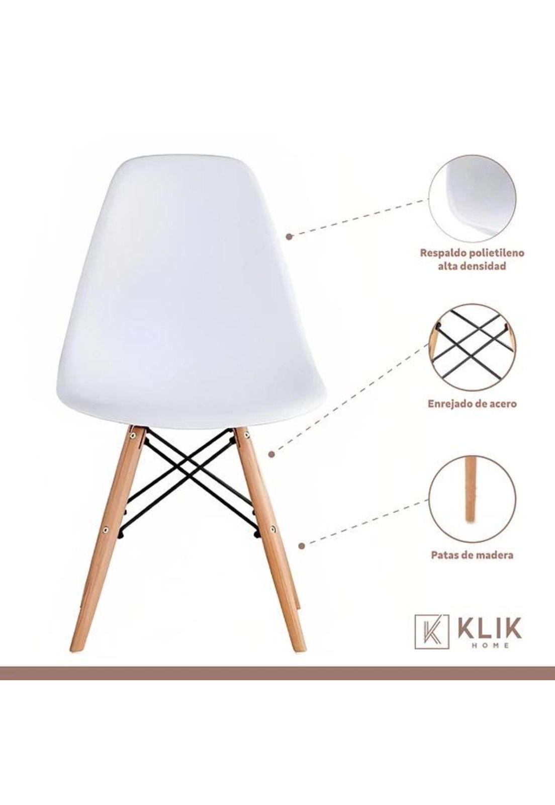 Comedor Mesa Eames Cuadrada Blanca + 4 Sillas Eames Blancas-3