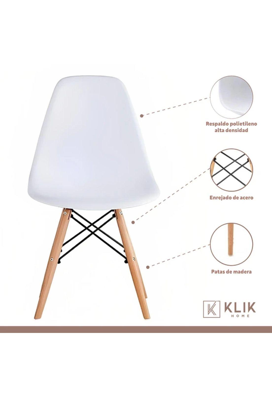 Comedor Mesa Eames Cuadrada Blanca + 4 Sillas Eames Blancas-3