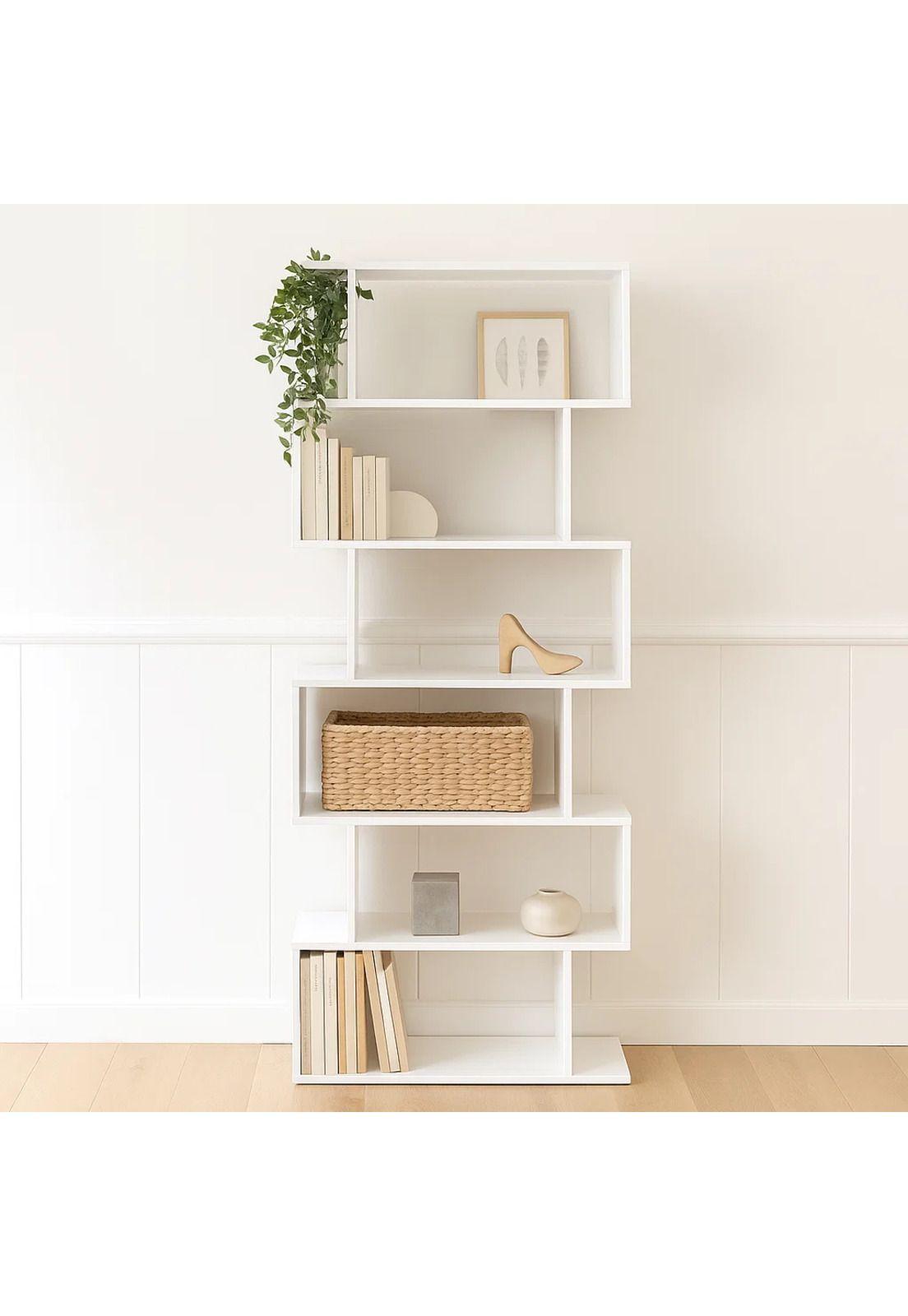 Estantería Moderna ZigZag de 6 Niveles - Blanco-2