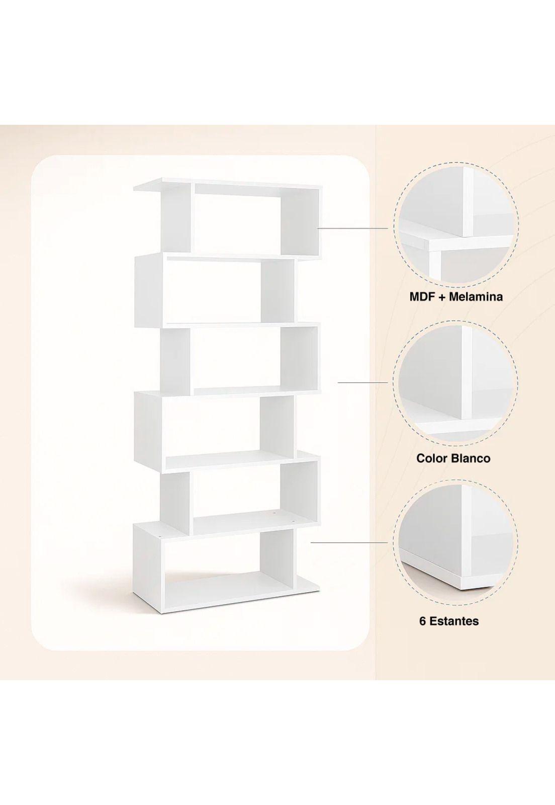 Estantería Moderna ZigZag de 6 Niveles - Blanco-4