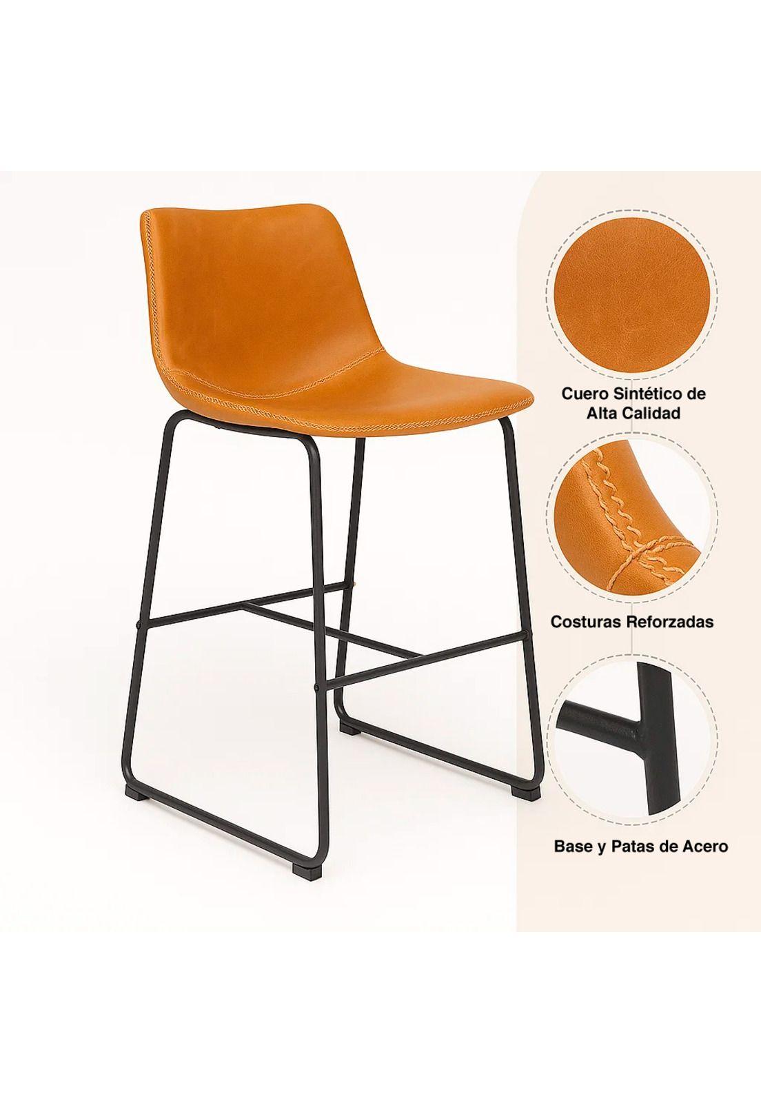 Pack de 2 Taburetes de Bar Burgos de Cuero y Metal Industrial-4