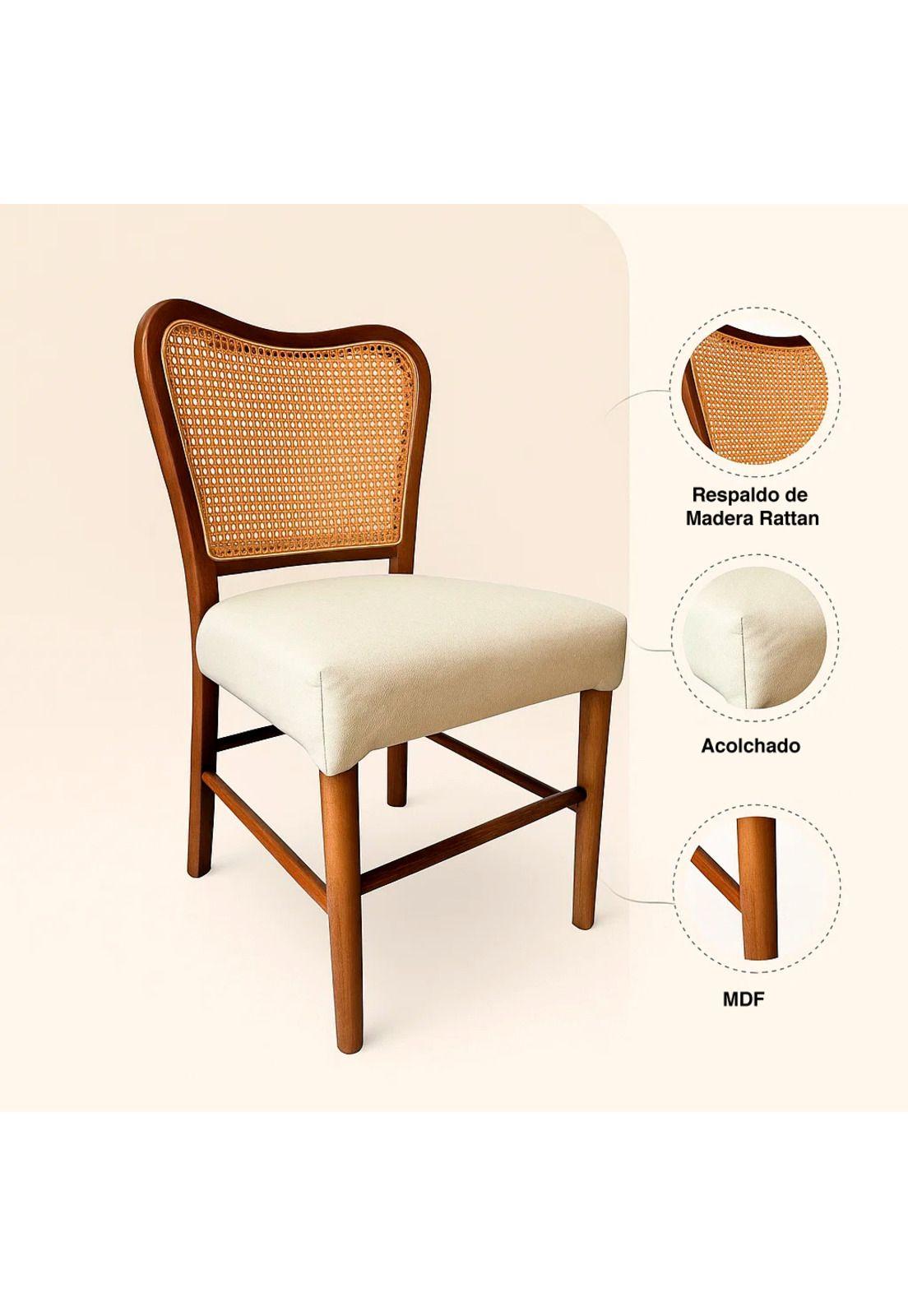 Silla Boho Chic con Respaldo Trenzado y Asiento Suave-4