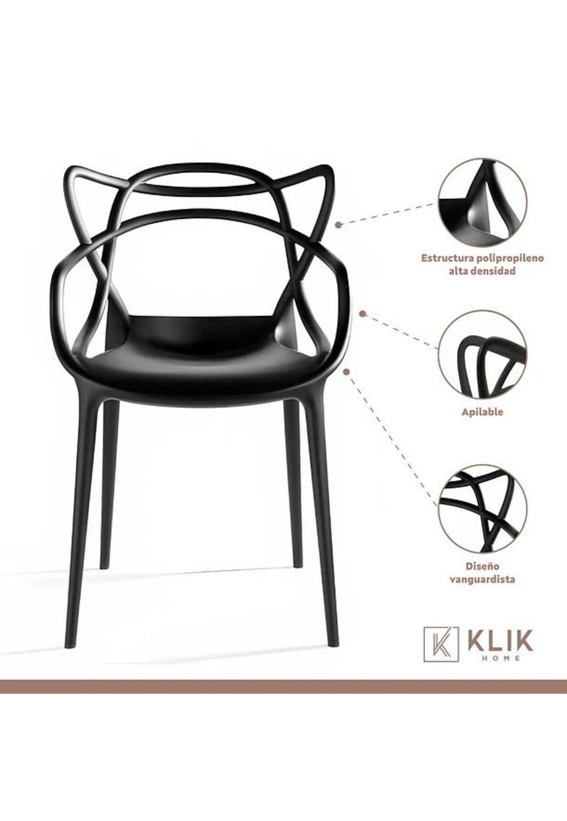 Mesa restaurant 70x70 Tubo Metal cubierta MDF + 4 Sillas Master Negras-3