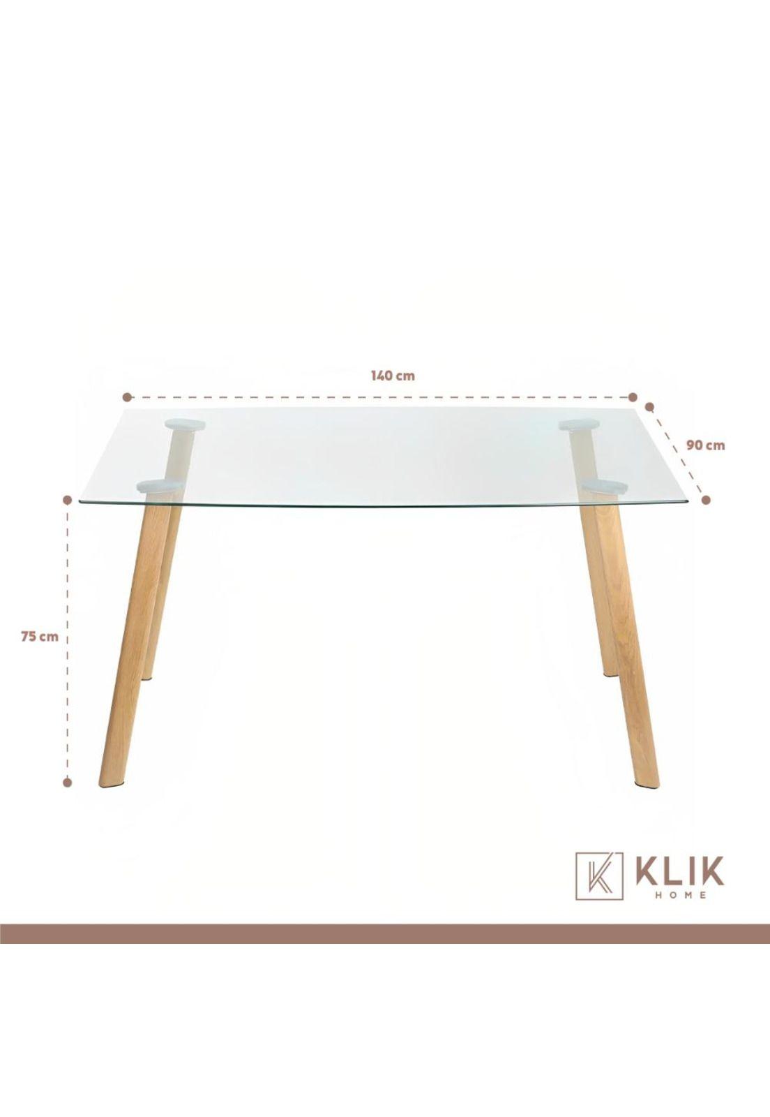 Comedor Mesa de Vidrio Nórdica 140x90 cm + 4 Sillas Tulip Grises-4