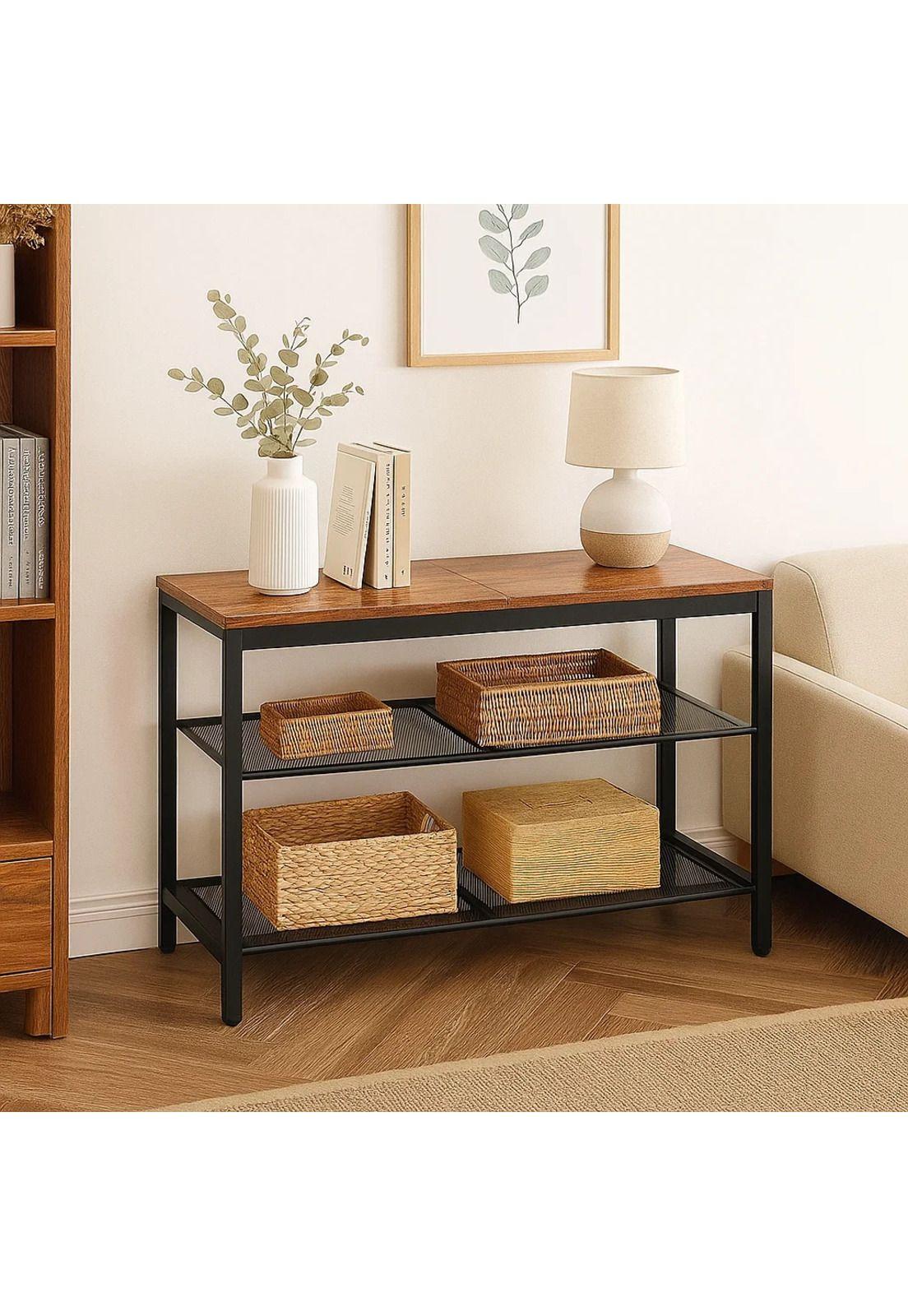 Banco Organizador Estilo Industrial con 3 Niveles-2